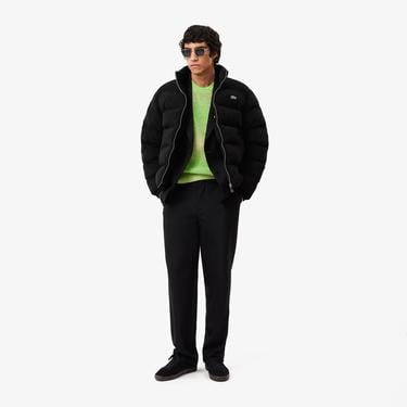  Erkek Relaxed Fit Dik Yaka Siyah Şişme Mont