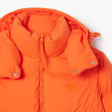  Kadın Relaxed Fit Kapüşonlu Turuncu Şişme Mont