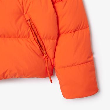  Kadın Relaxed Fit Kapüşonlu Turuncu Şişme Mont