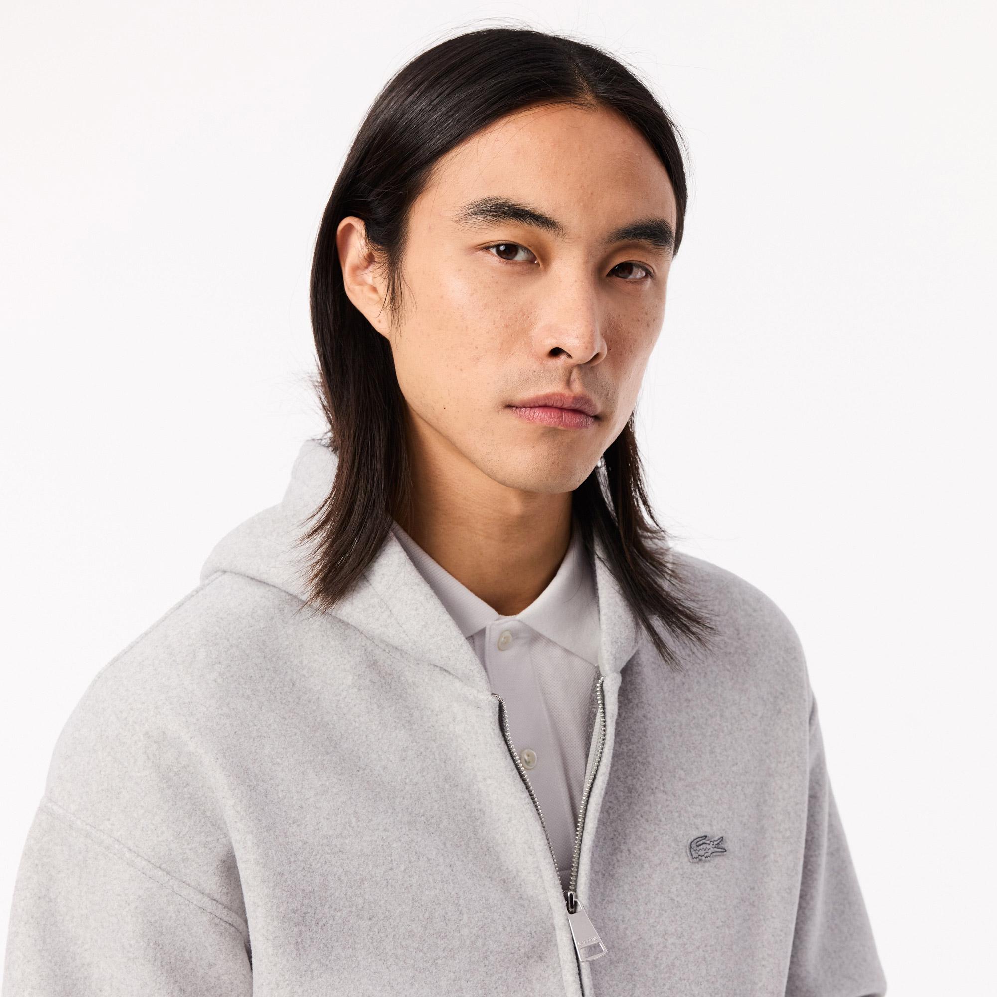 Erkek Loose Fit Kapüşonlu Gri Sweatshirt