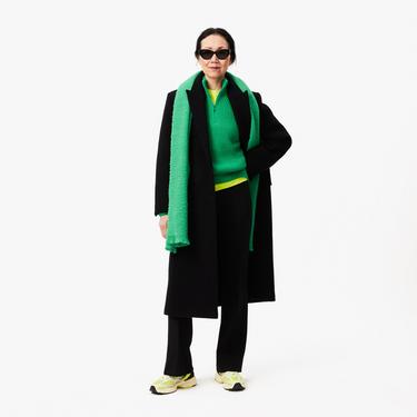  Kadın Relaxed Fit Fermuarlı Yün Yeşil Kazak