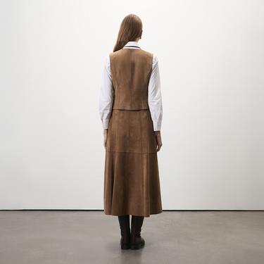  Alaqua Kahve Kadın Süet Deri Yelek