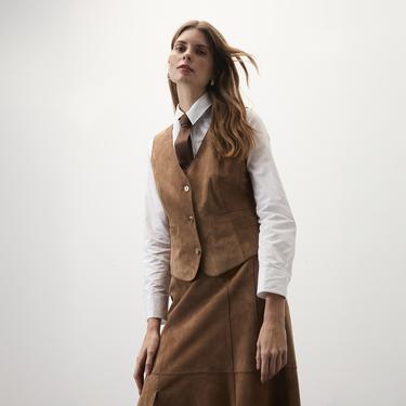  Alaqua Kahve Kadın Süet Deri Yelek