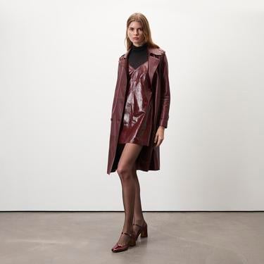  Amayeta Bordo Kadın Deri Elbise