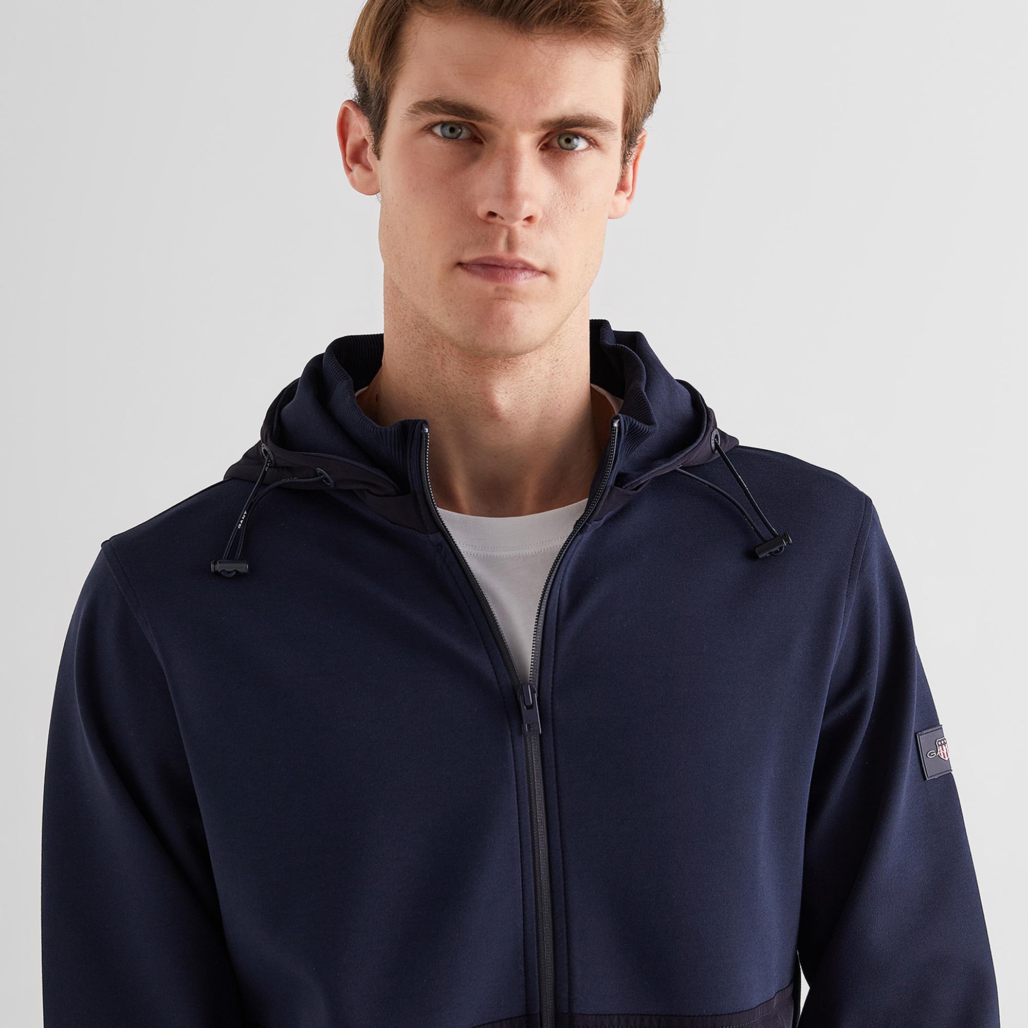 GANT Erkek Lacivert Regular Fit Kapüşonlu Sweatshirt
