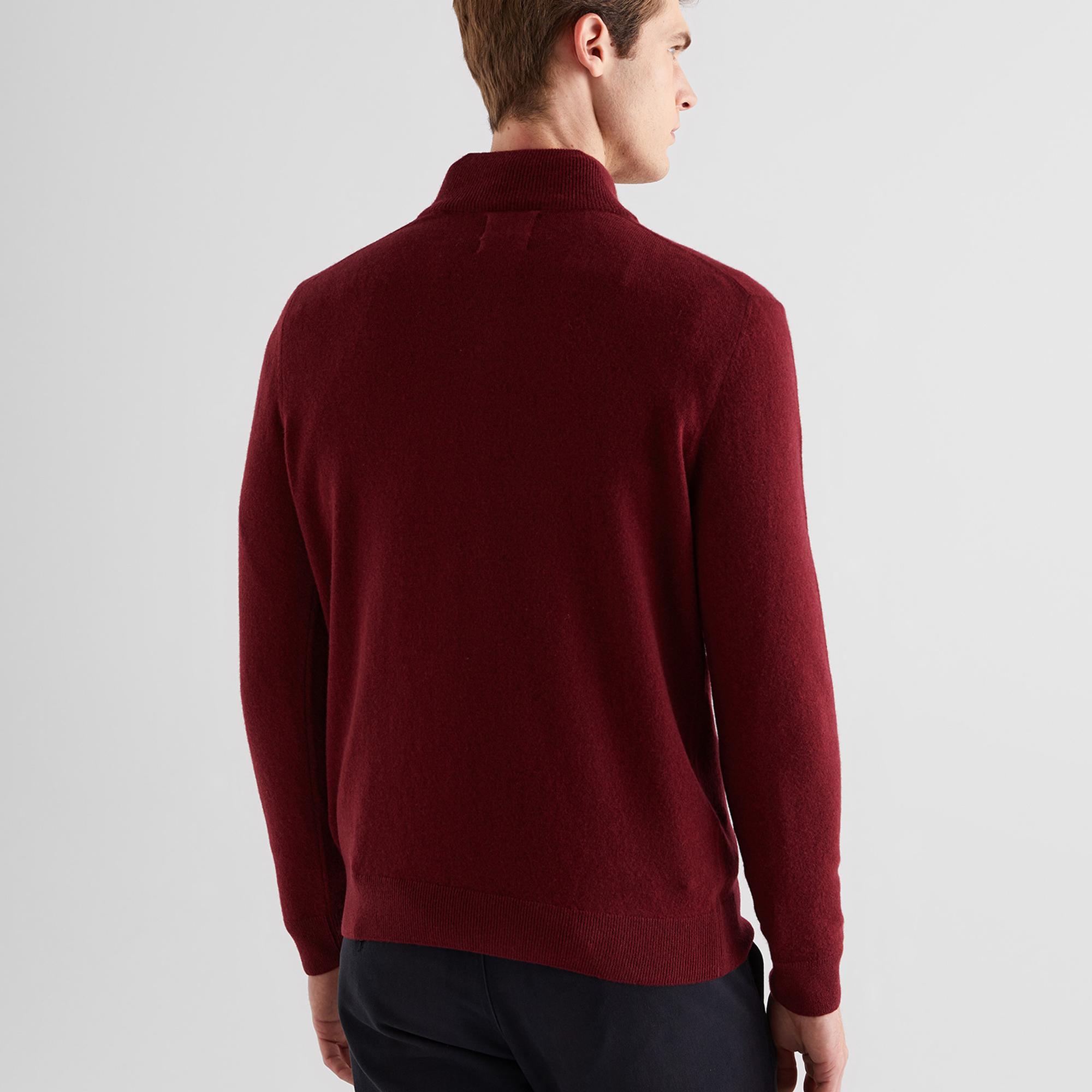 GANT Erkek Bordo Regular Fit Yarım Fermuarlı Yün Kazak