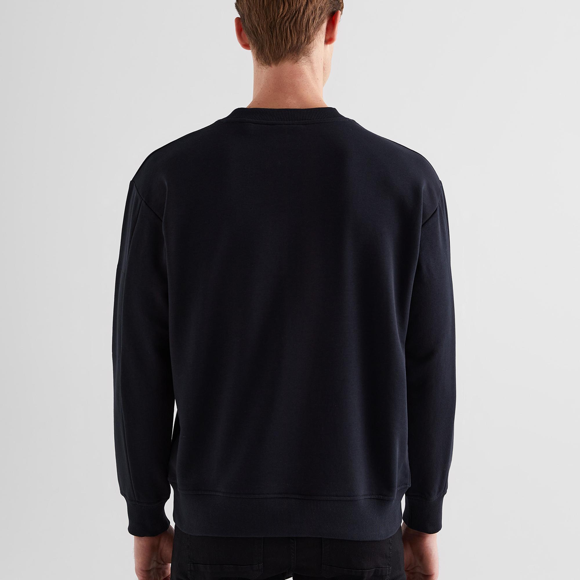 GANT Erkek Siyah Relaxed Fit Bisiklet Yaka Logolu Sweatshirt