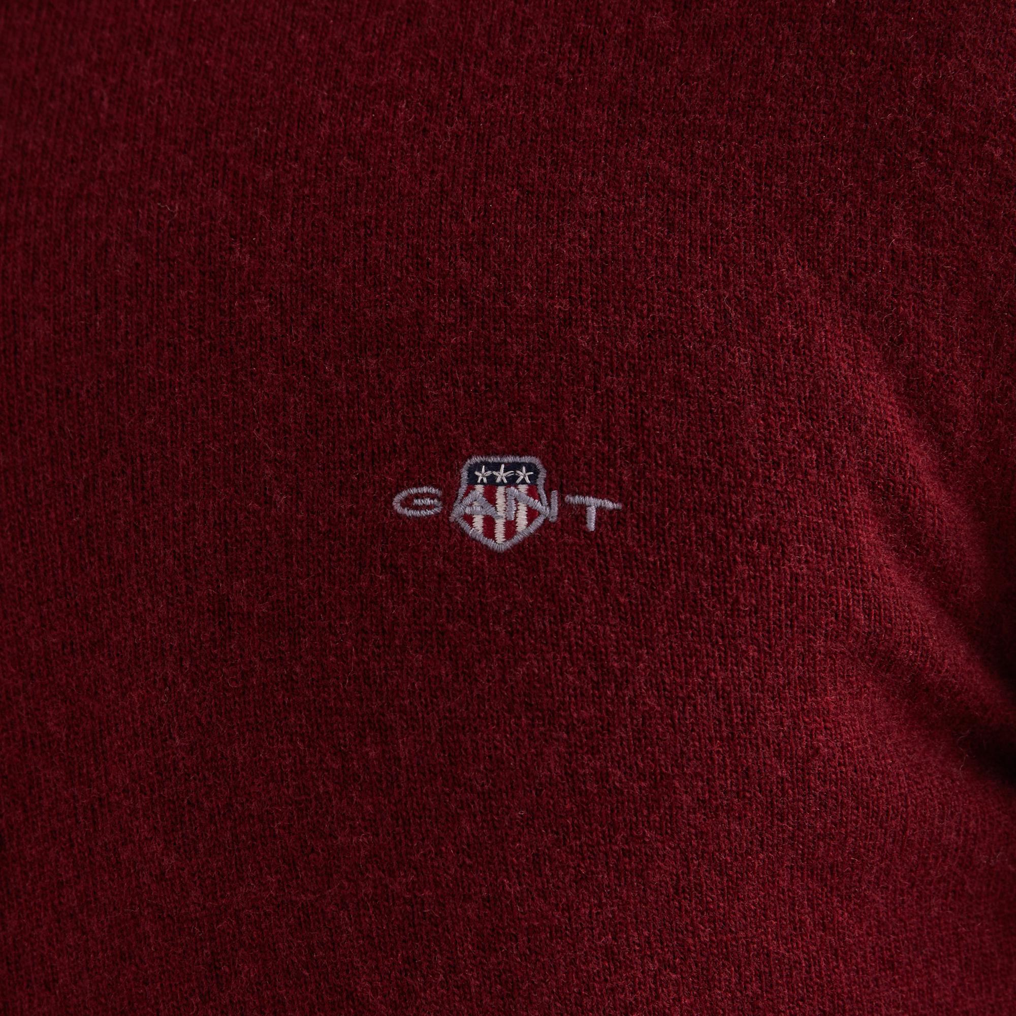 GANT Erkek Bordo Regular Fit Yarım Fermuarlı Yün Kazak
