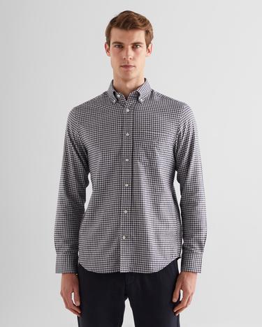  GANT Erkek Gri Regular Fit Düğmeli Yaka Kareli Gömlek