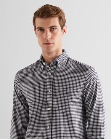  GANT Erkek Gri Regular Fit Düğmeli Yaka Kareli Gömlek