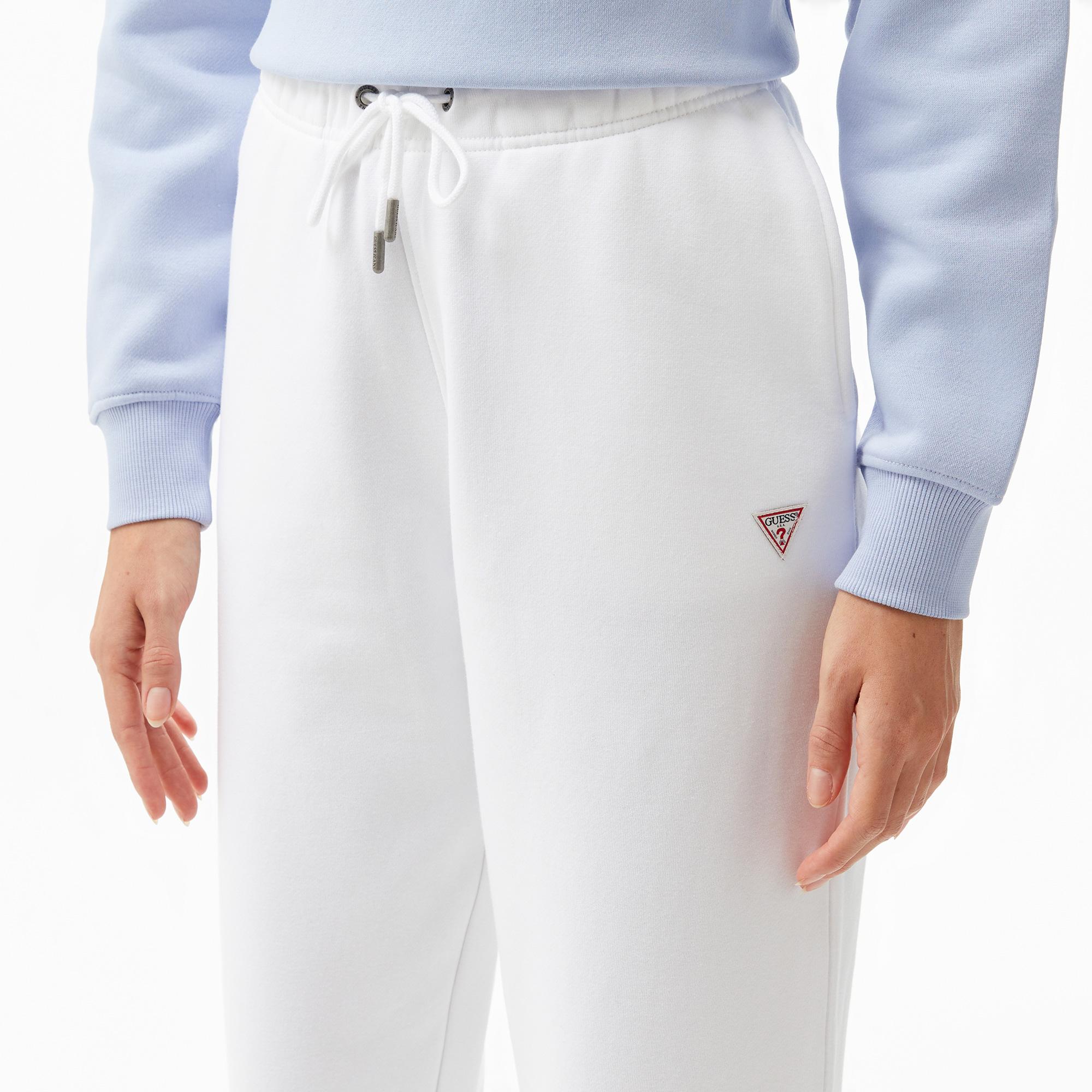 Guess Triangle Label Jo Organic Soft Fleece 350 Kadın Beyaz Eşofman Altı