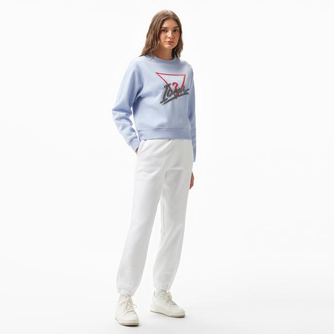  Guess Triangle Label Jo Organic Soft Fleece 350 Kadın Beyaz Eşofman Altı