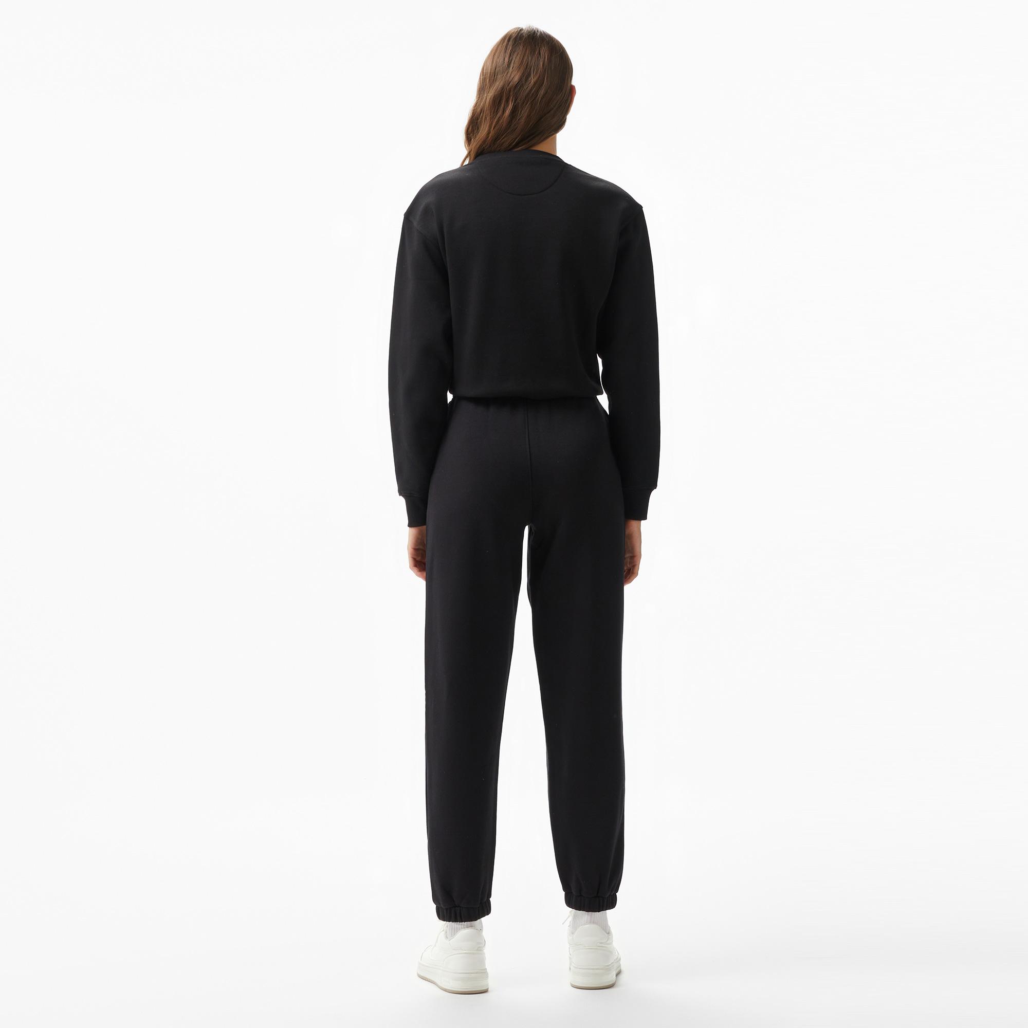 Guess Triangle Label Jo Organic Soft Fleece 350 Kadın Siyah Eşofman Altı