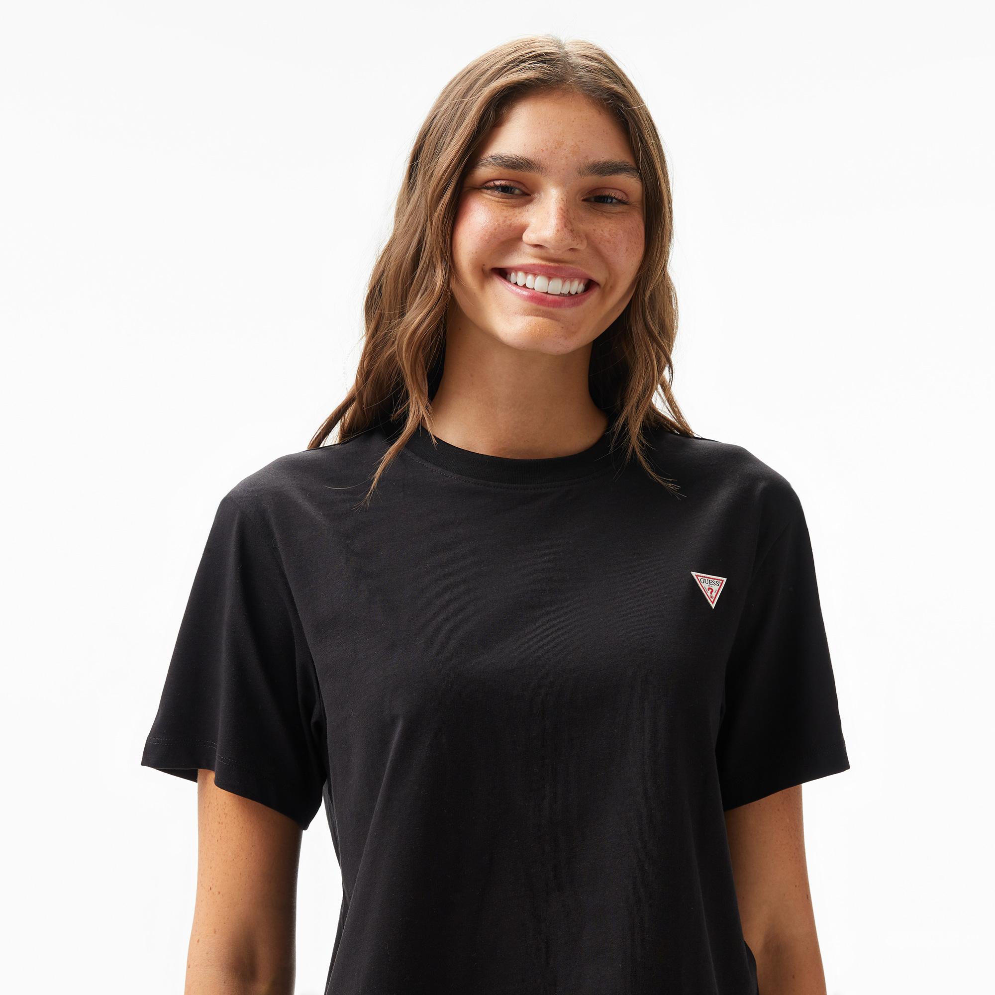 Guess Boxy Mini Organic Cotton 160Gsm Kadın Siyah T-Shirt