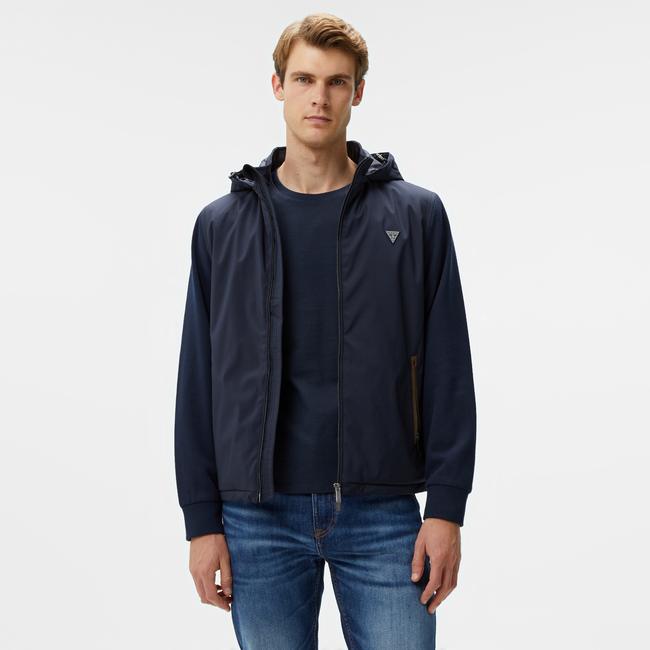  Guess Knitted Windbreaker Warm Touch Erkek Lacivert Rüzgarlık