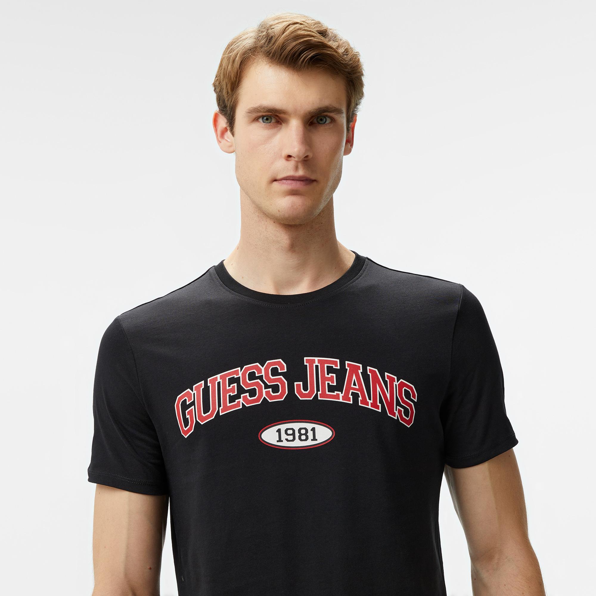 Guess Slim Guess Organic Cotton 160Gsm Erkek Siyah T-Shirt