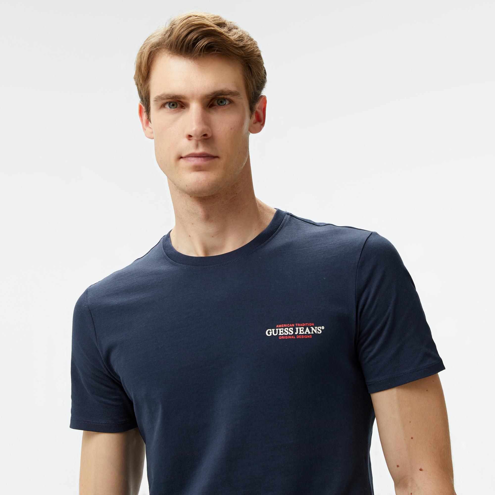 Guess Slim America Organic Cotton Erkek Lacivert T-Shirt