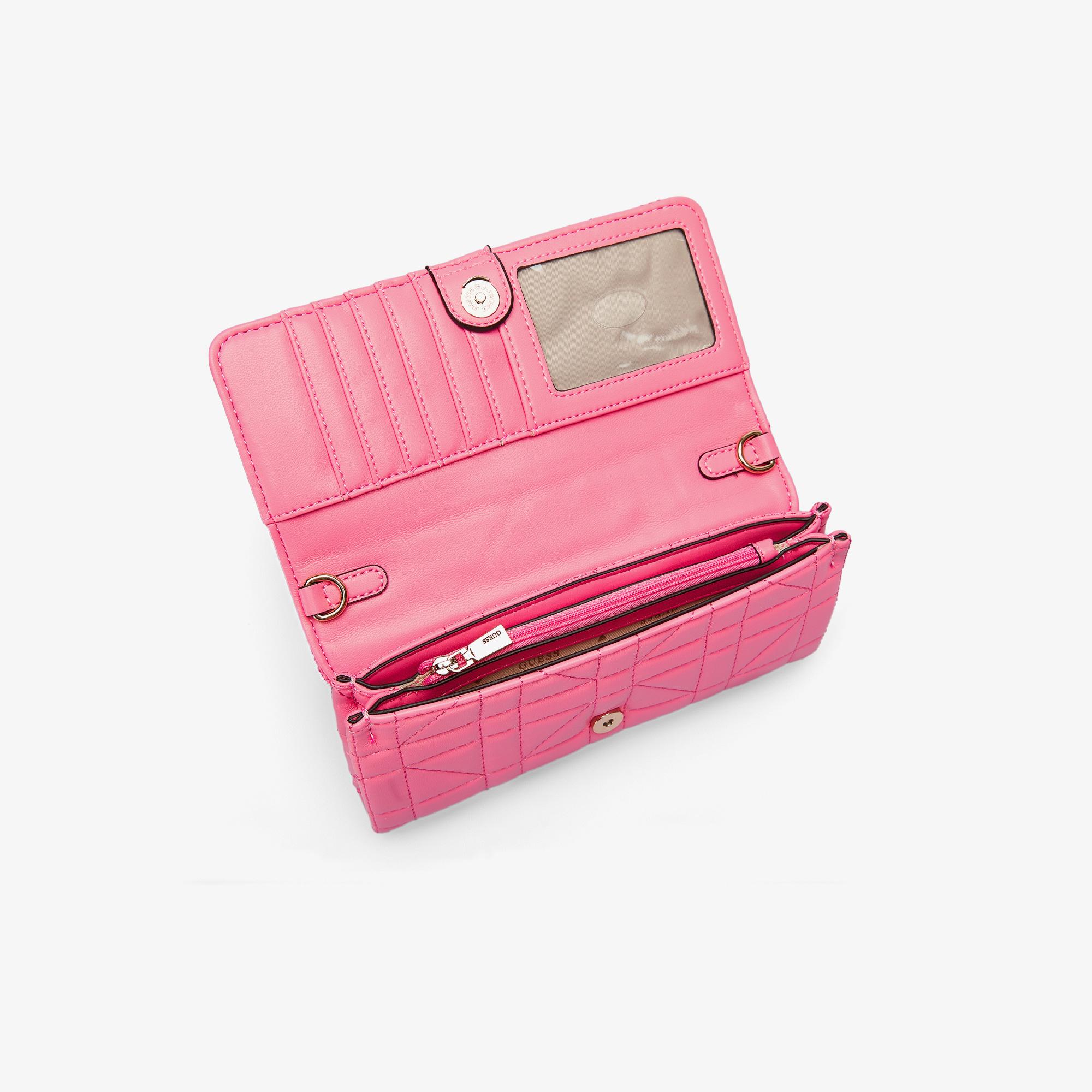 Guess Brera Triple Assia Crossbody Flap Organizer Kadın Pembe Çapraz Askılı Çanta