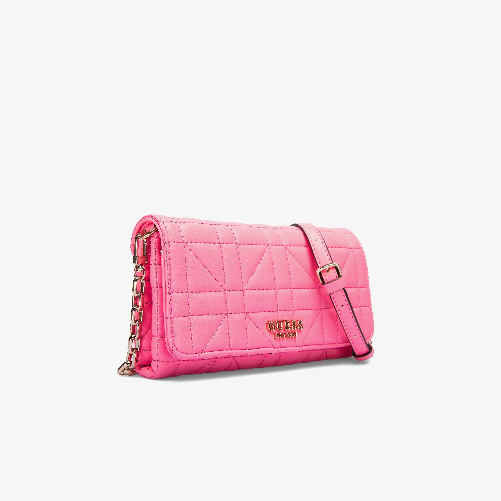Guess Brera Triple Assia Crossbody Flap Organizer Kadın Pembe Çapraz Askılı Çanta