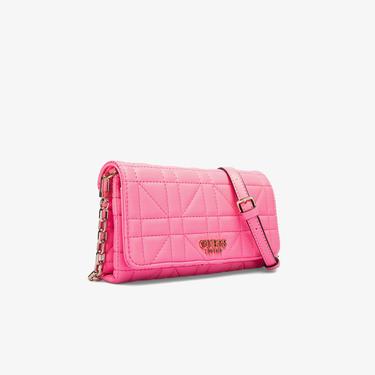  Guess Brera Triple Assia Crossbody Flap Organizer Kadın Pembe Çapraz Askılı Çanta