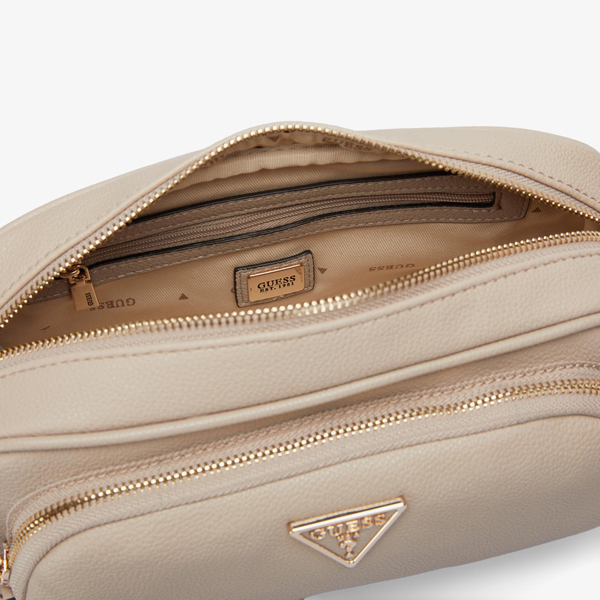 Guess Power Play Tote Canal Zip Kadın Krem Rengi Çapraz Askılı Çanta