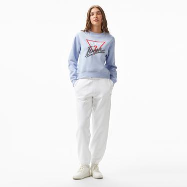  Guess Icon Organic Cotton Poly Fleece 320 Kadın Mavi Sweatshirt