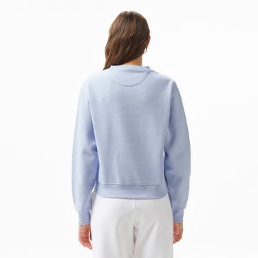  Guess Icon Organic Cotton Poly Fleece 320 Kadın Mavi Sweatshirt