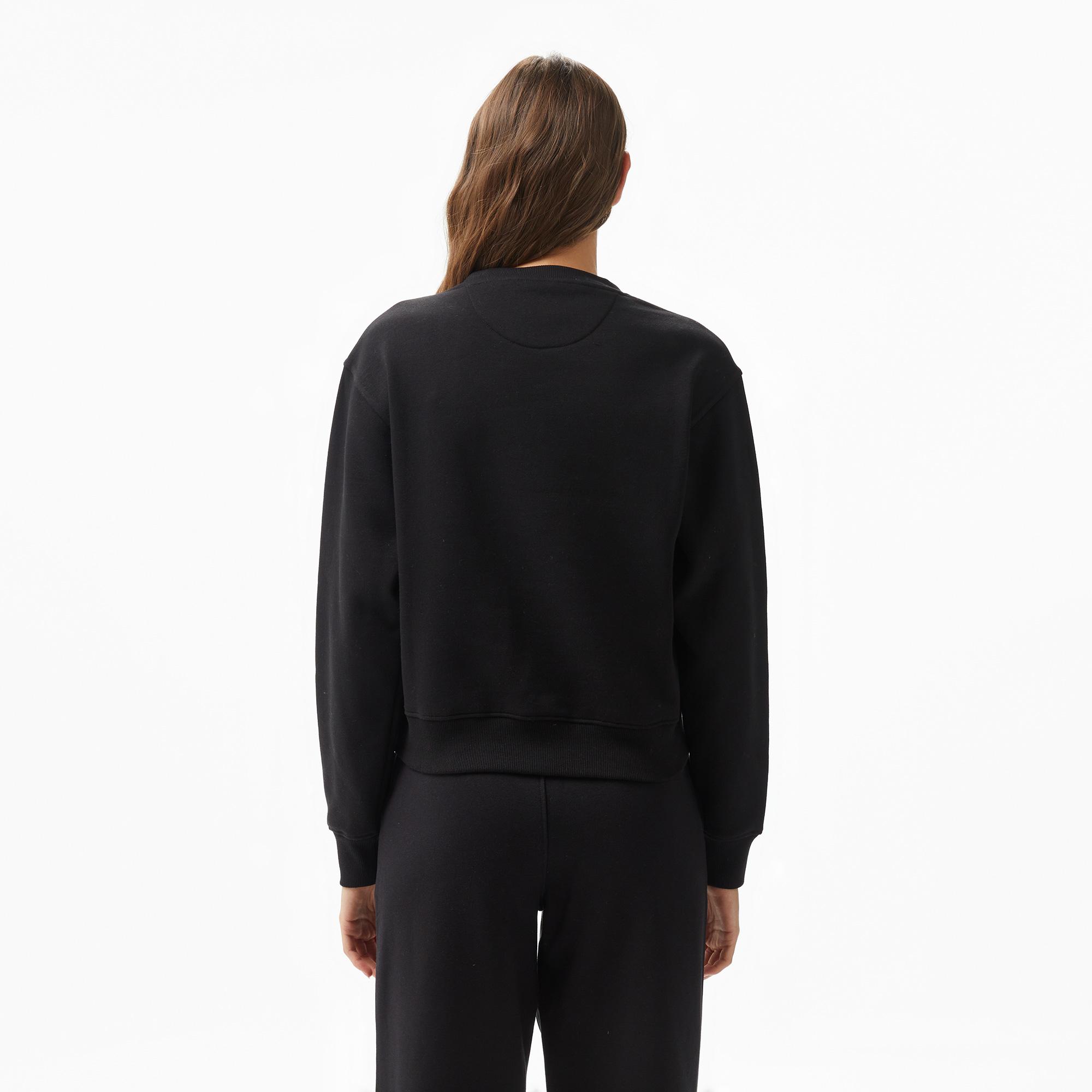 Guess Icon Organic Cotton Poly Fleece 320 Kadın Siyah Sweatshirt