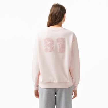  Guess Yvette Poly Cotton Fleece Kadın Pembe Sweatshirt