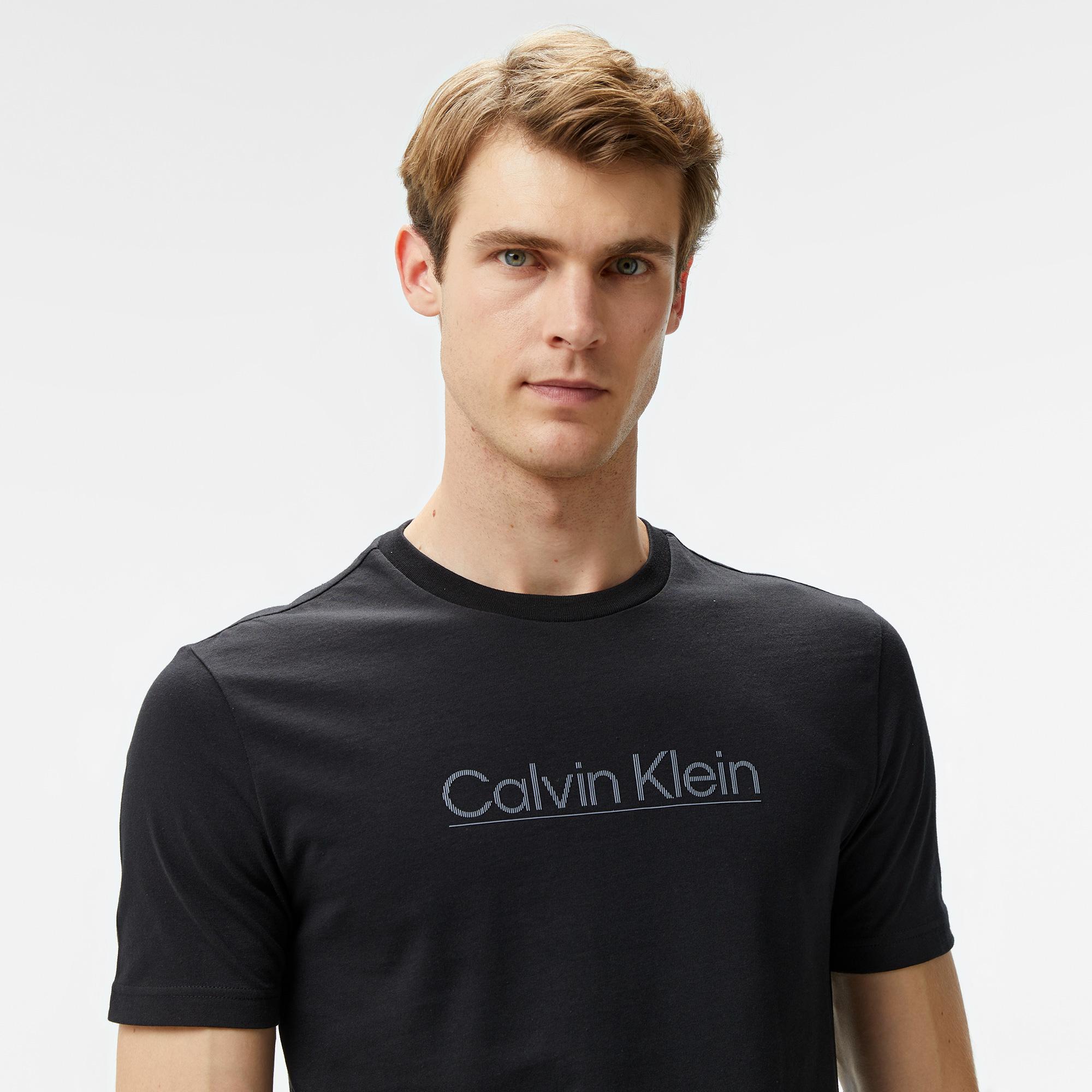 Calvin Klein Raised Line Logo Erkek Siyah T-Shirt