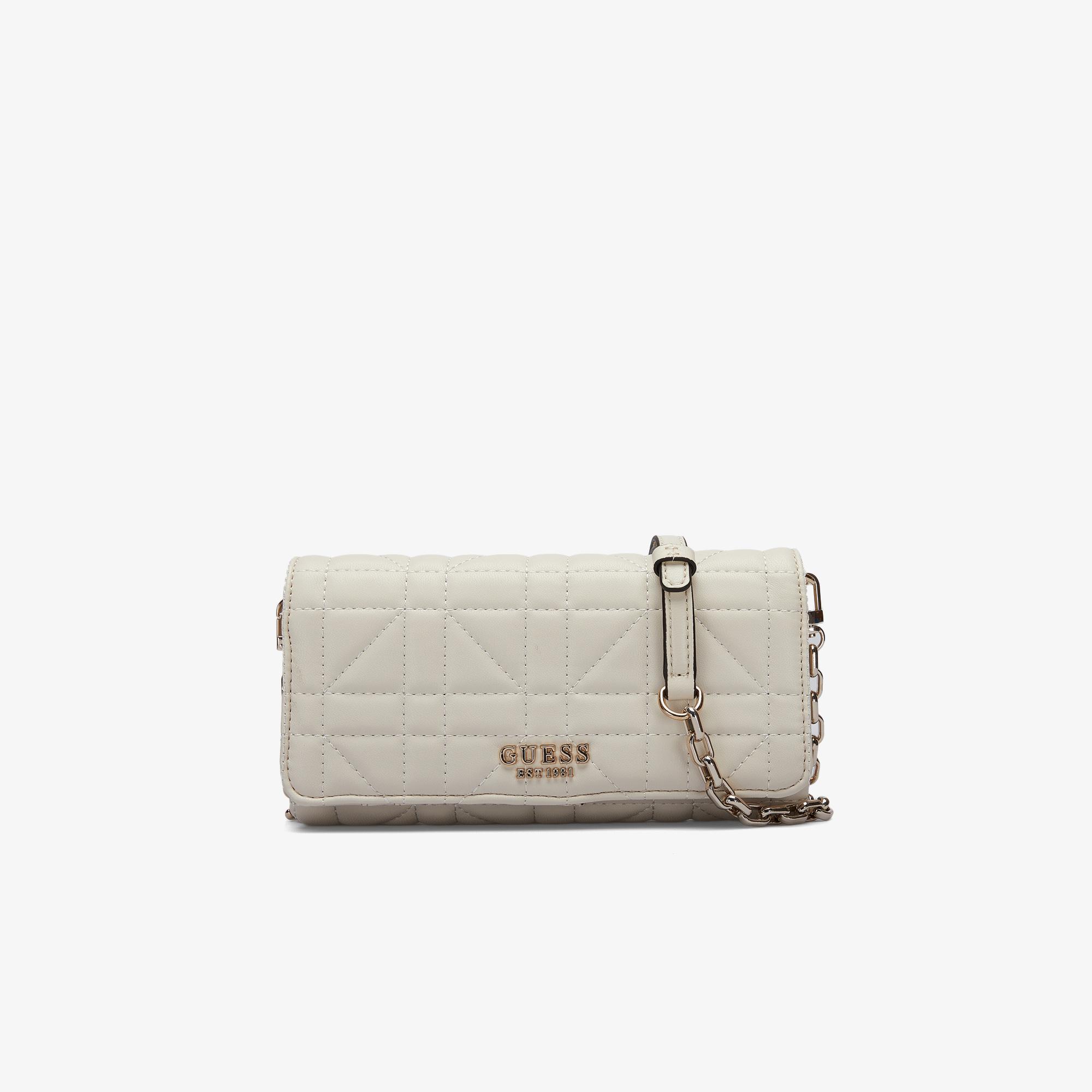 Guess Brera Triple Assia Crossbody Flap Organizer Kadın Krem Rengi Çapraz Askılı Çanta