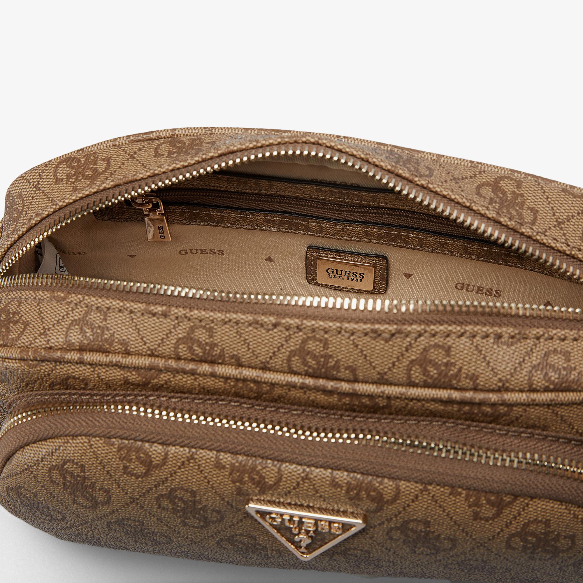 Guess Power Play Tech Tote Canal Crossbody Top Zip Kadın Kahverengi Çapraz Askılı Çanta