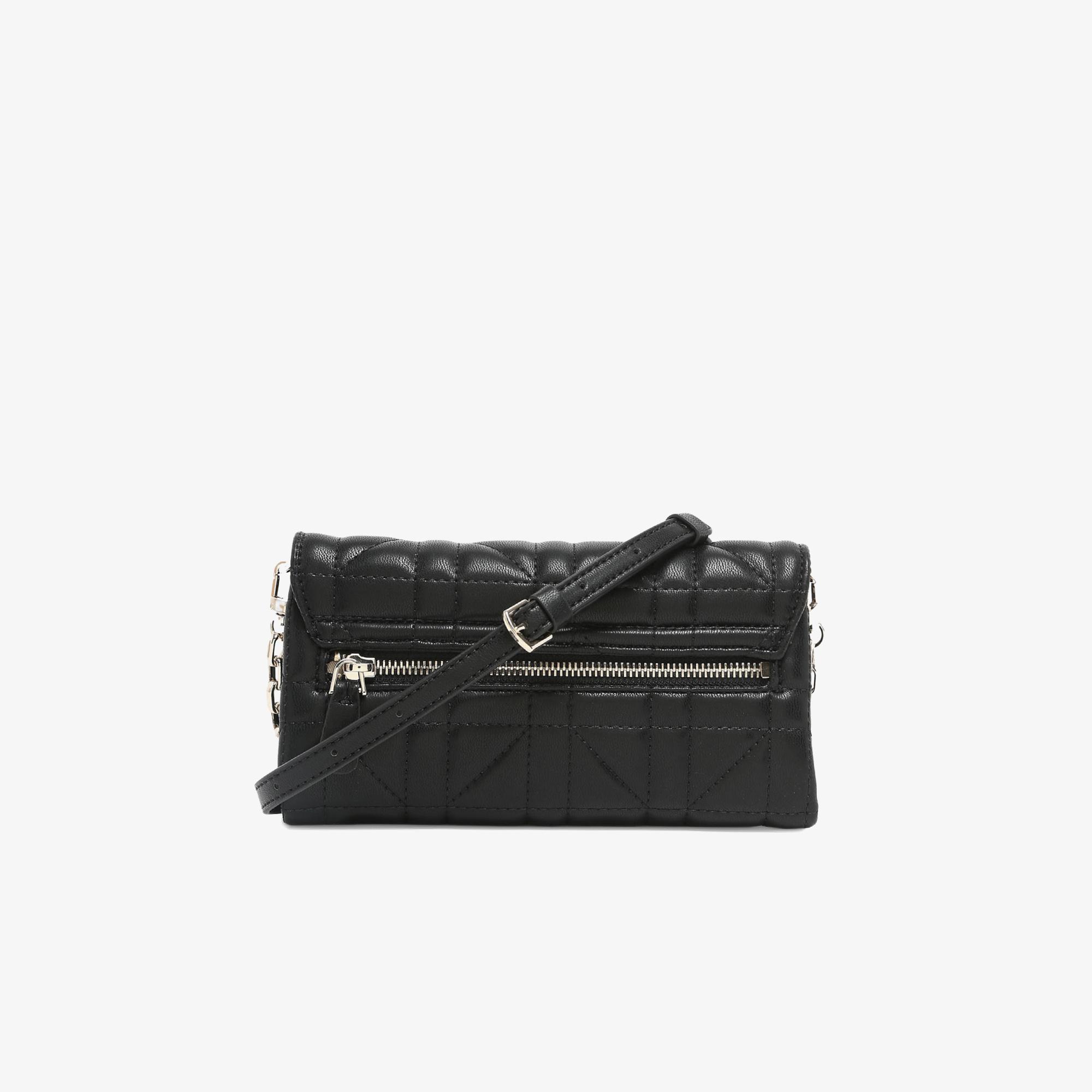 Guess Brera Triple Assia Crossbody Flap Organizer Kadın Siyah Çapraz Askılı Çanta