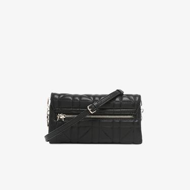  Guess Brera Triple Assia Crossbody Flap Organizer Kadın Siyah Çapraz Askılı Çanta
