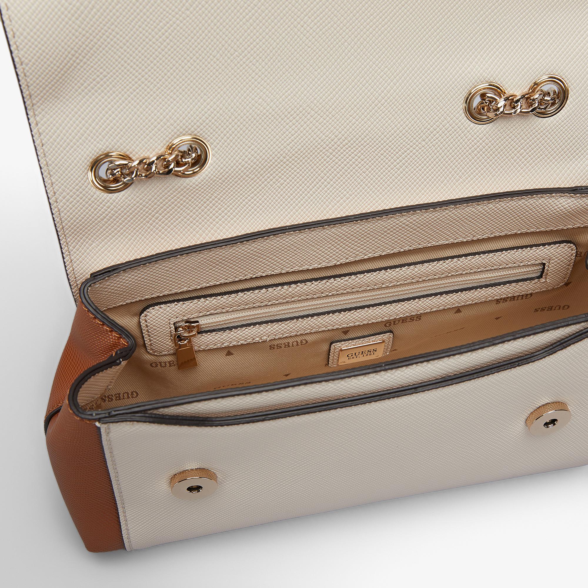 Guess Gianessa Elite Tote Smoke Crossbody Flap Kadın Kahverengi Tote Çanta