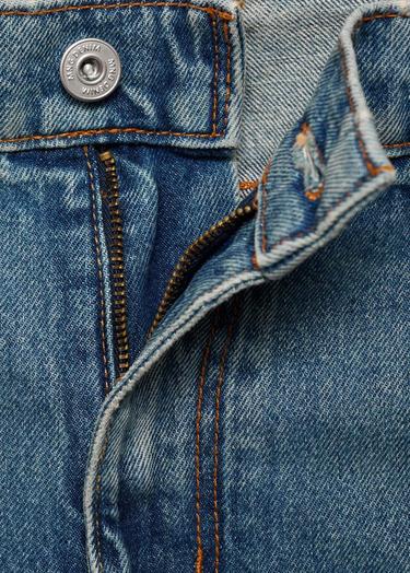  Mango Erkek Yırtık Açık Yıkama Düz Kesim Jean Orta Vintage Mavi