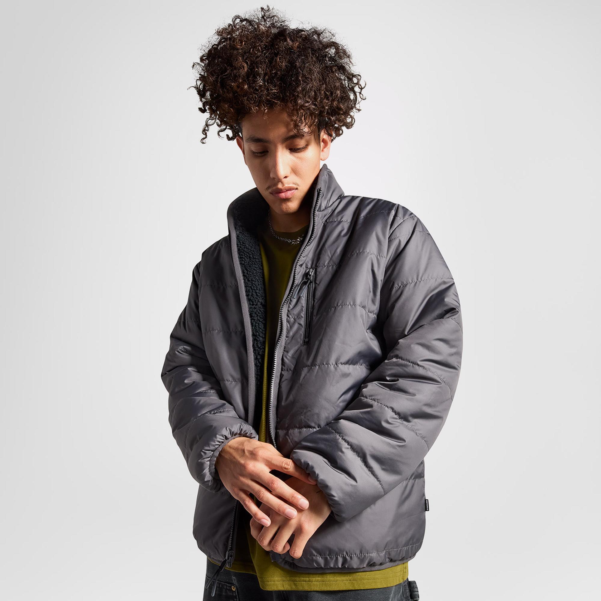 Converse Erkek Dik Yaka Çift Taraflı Siyah Mont