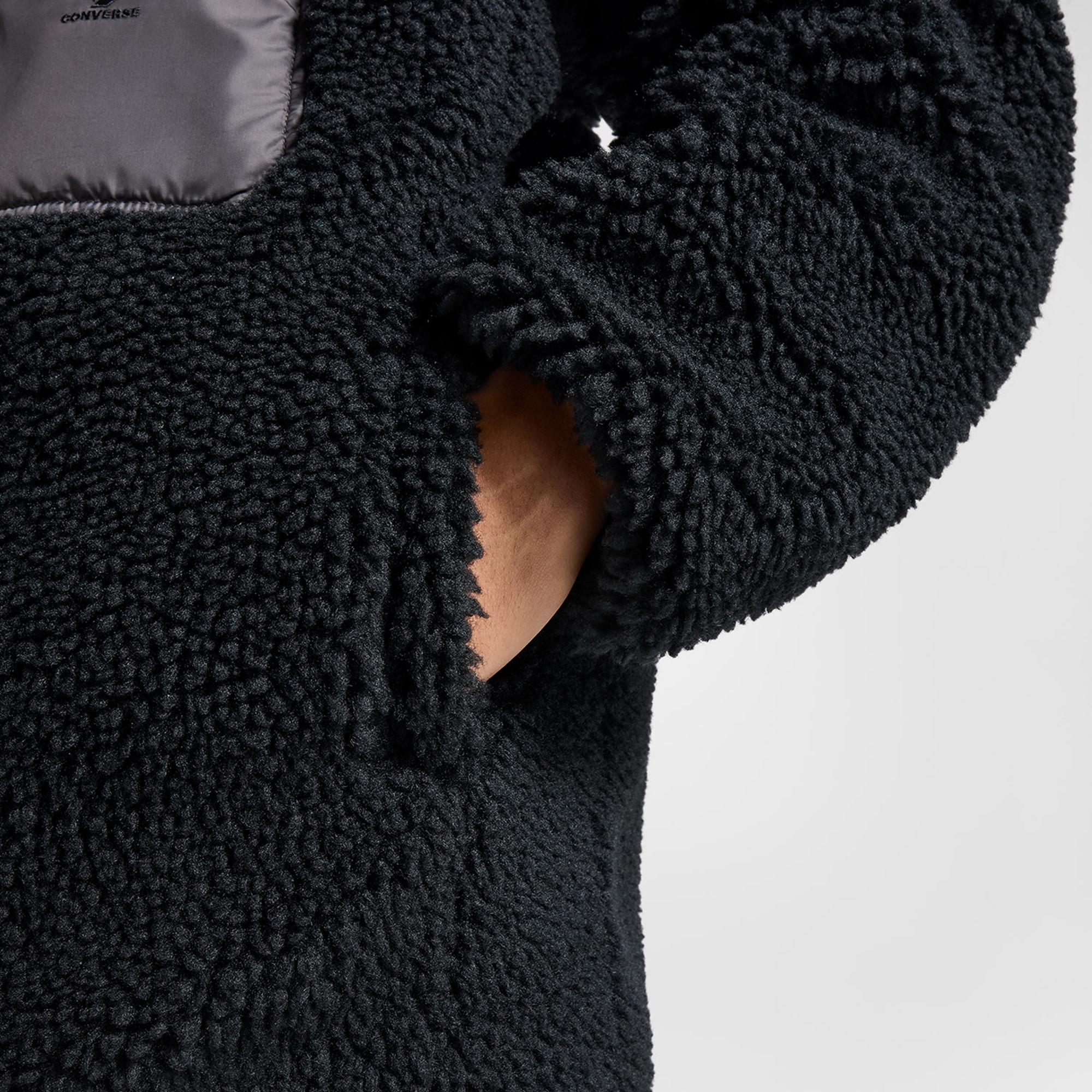 Converse Erkek Dik Yaka Çift Taraflı Siyah Mont