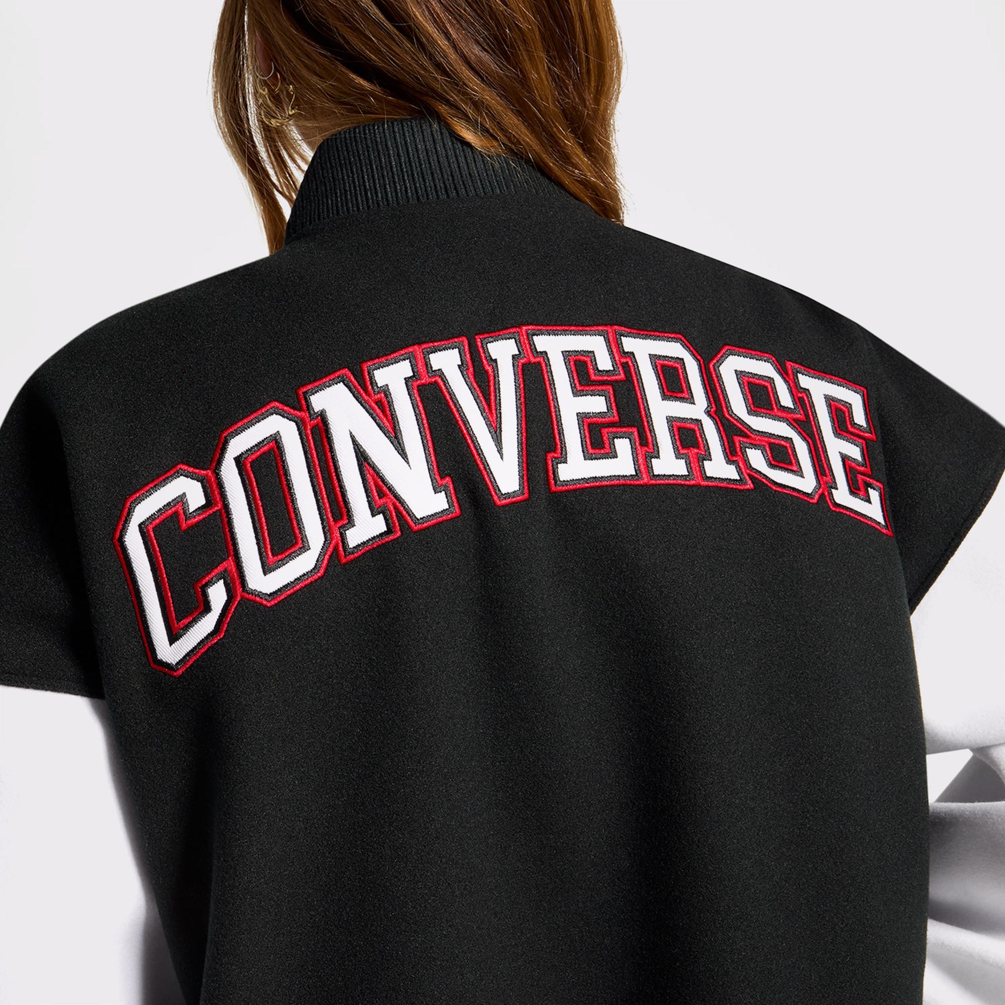Converse Kadın Dik Yaka Siyah Bomber Ceket