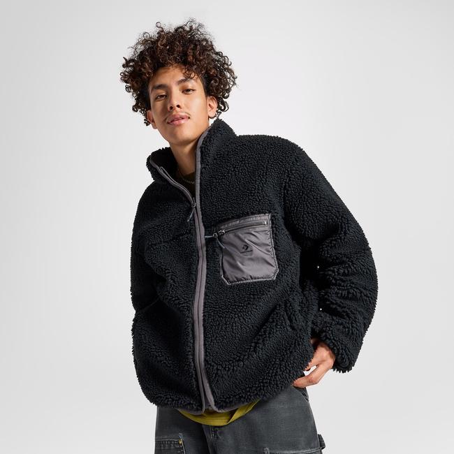  Converse Erkek Dik Yaka Çift Taraflı Siyah Mont