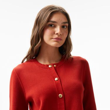  Tommy Hilfiger Jersey Stch Reversible Kadın Kırmızı Hırka