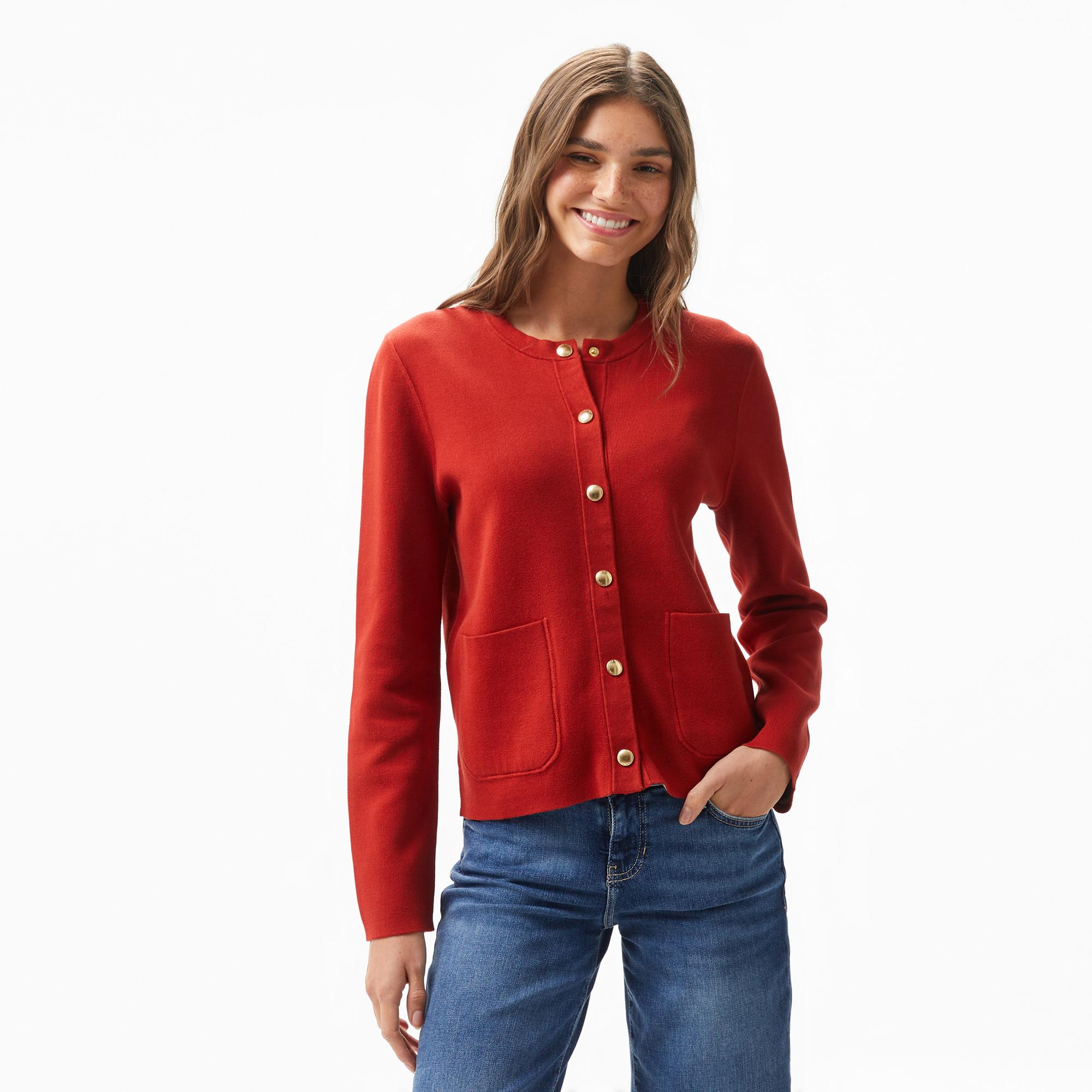 Tommy Hilfiger Jersey Stch Reversible Kadın Kırmızı Hırka