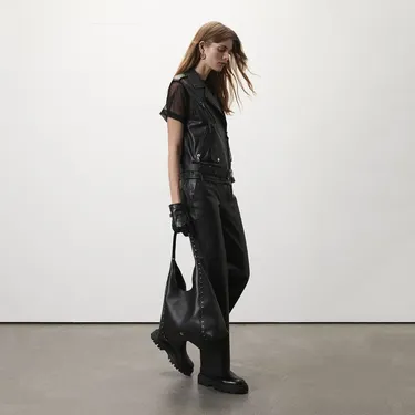  Algoma Siyah Kadın Deri Pantolon