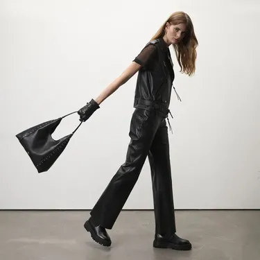  Algoma Siyah Kadın Deri Pantolon