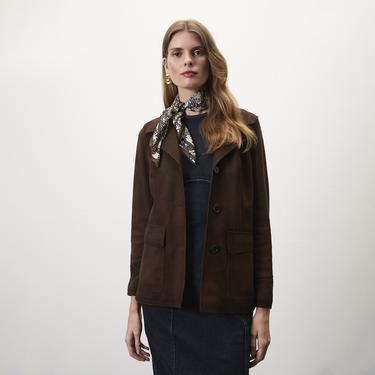  Evangel Kahve Kadın Süet Blazer Ceket