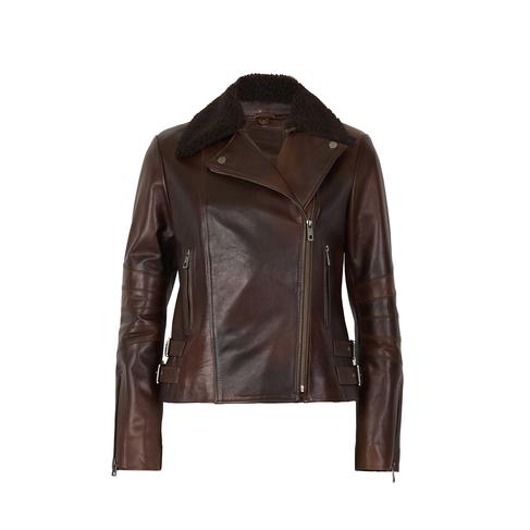  Klavine Kahve Kürk Yakalı Kadın Deri Ceket