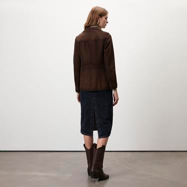  Evangel Kahve Kadın Süet Blazer Ceket