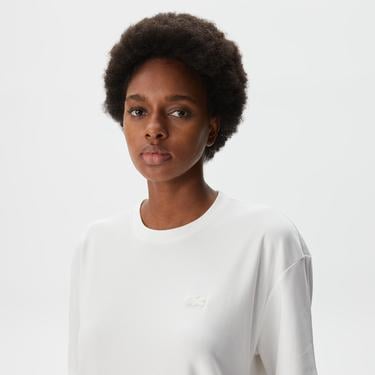  Kadın Relaxed Fit Bisiklet Yaka Beyaz T-Shirt