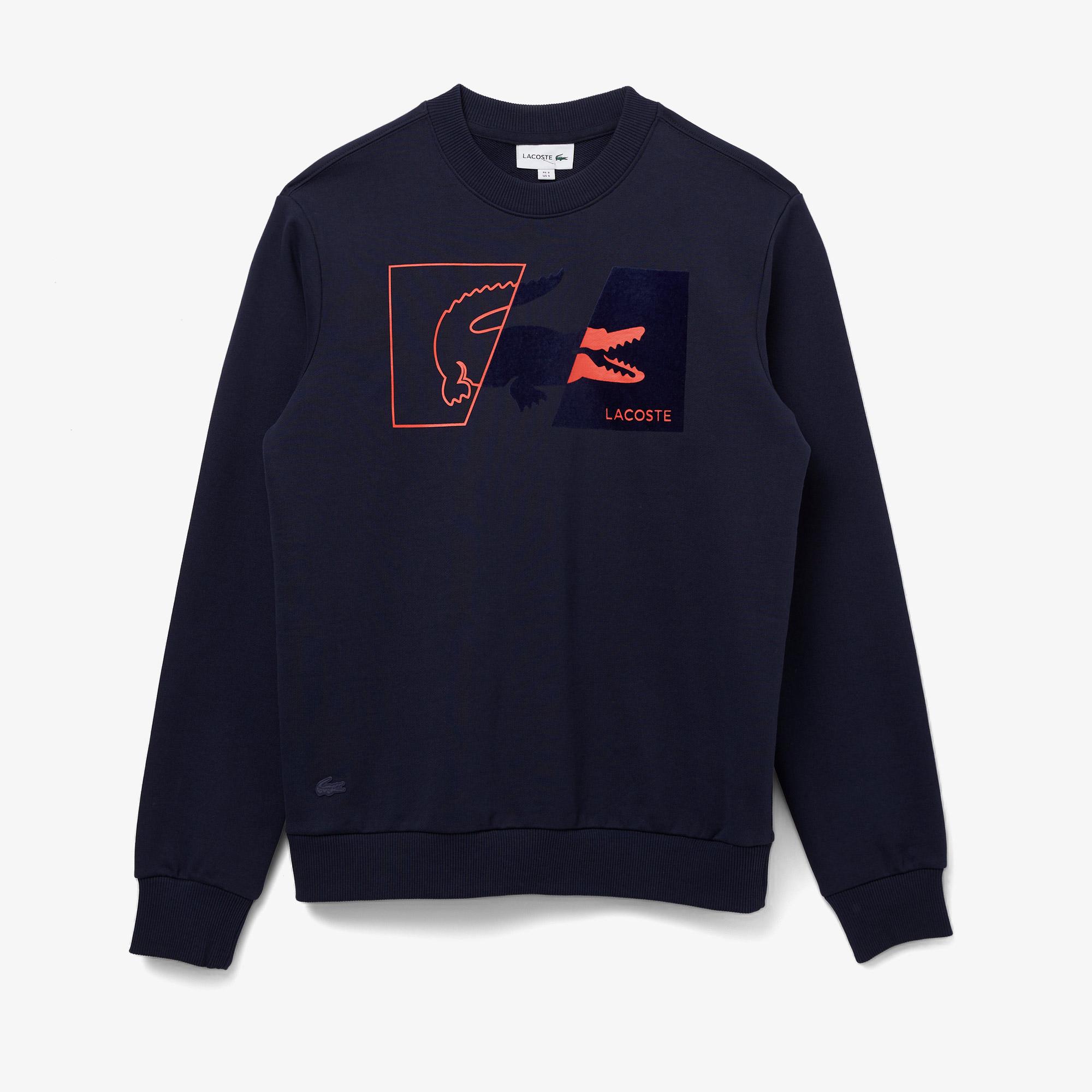 Erkek Regular Fit Bisiklet Yaka Baskılı Lacivert Sweatshirt