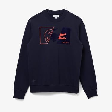  Erkek Regular Fit Bisiklet Yaka Baskılı Lacivert Sweatshirt
